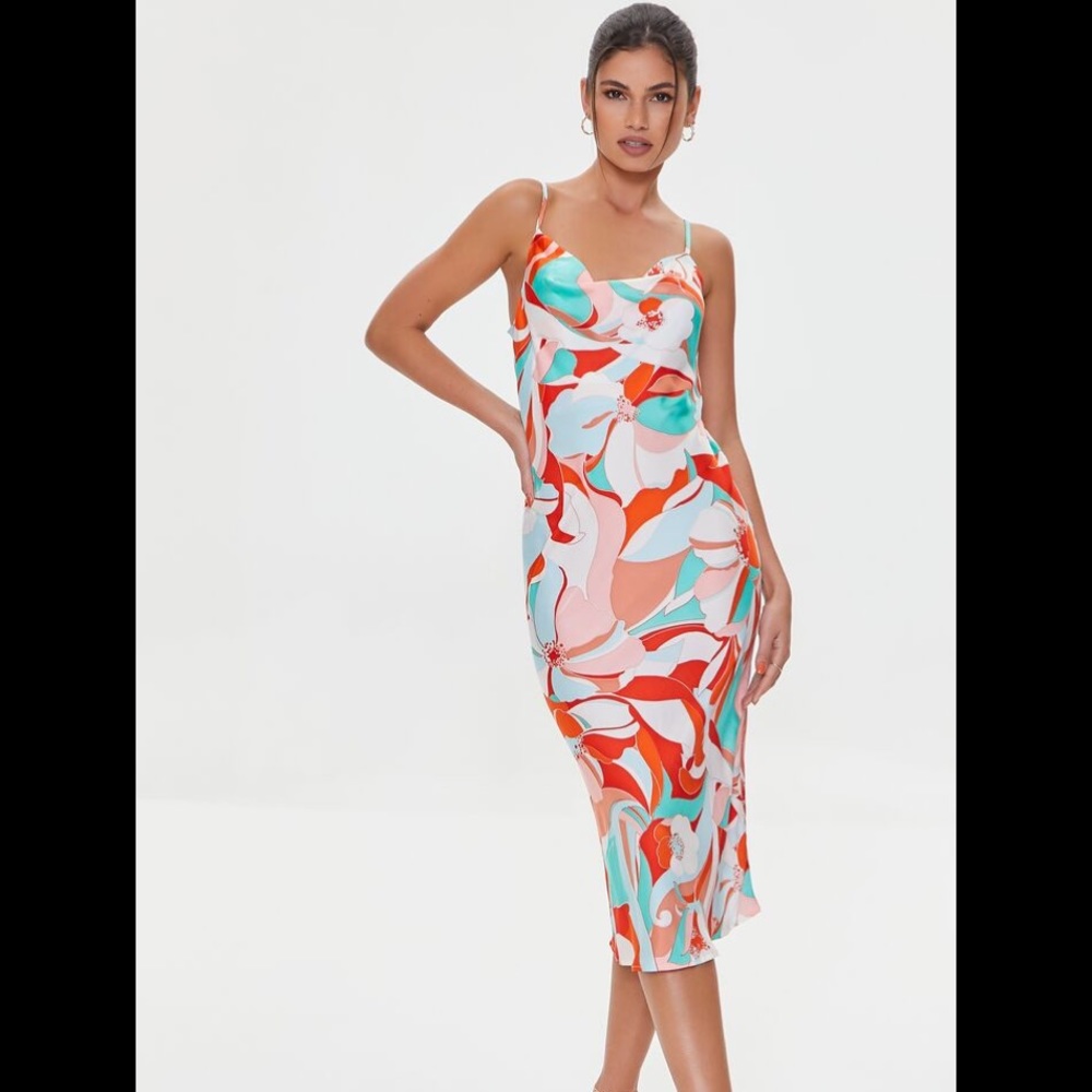 BNWOT Forever 21 abstract floral cami midi dress M